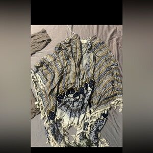 Bohemian Blue and Gold Patterned shaw